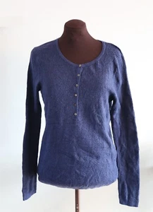 GAP Manga larga Azul marino Scoop texturizado Cuello Henley estilo Suéter Tamaño grande - Imagen 1 de 4