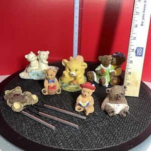 Teddy bear figurines Lot Of 7 made in china (no name on bottom) - Picture 1 of 7