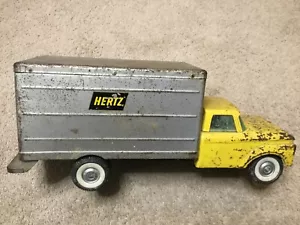 Vintage Nylint Ford Hertz Box Truck Pressed Steel Repainted Missing Back Doors - Picture 1 of 7