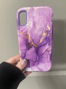 Dual-Layer Hard Case with Purple Marble Fashion Design for Apple iPhone XS Max - Photo 1 sur 5
