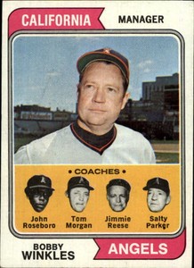 1974 Topps Card #276 Bobby Winkles MG John Roseboro Tom Morgan/Reese/Parker - EX