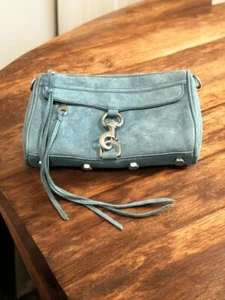Rebecca Minkoff Blue suede leather mini mac crossbody bag READ - Picture 1 of 7