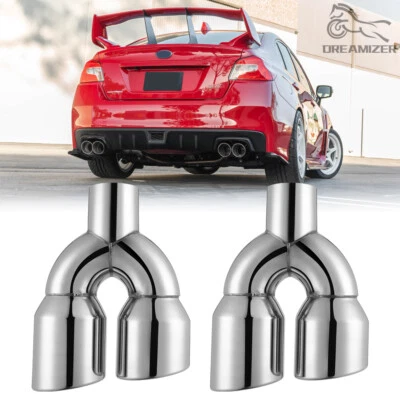 2.5" to 3.5" Outlet Quad Exhaust Tips Double Wall Stainless For Subaru WRX STI - Image 1 of 4