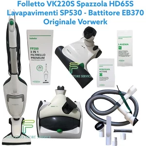 VORWERK FOLLETTO VK 220 S PULILAVA SP530 EB370 COMPLETO TUBO E KIT 12 SACCHETTI - Imagen 1 de 16