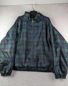 Jerzees Windbreaker Jacket Green Tartan Plaid Men's 2X Nylon Full Zip - Picture 1 of 12