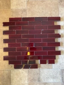 Antique Edwardian Fireplace 41 bricks/tiles Red - Picture 1 of 5