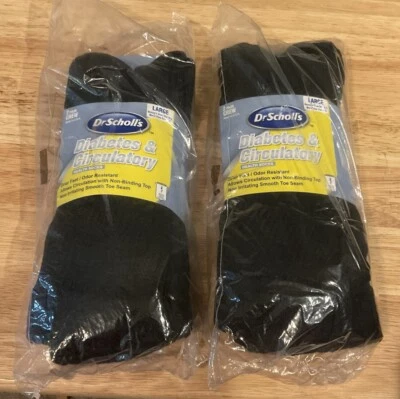 Calcetines Dr. Sholl's Diabetes y Salud Circulatoria Crew Negros Grandes 4 Pares NUEVO Foto 1 de 2