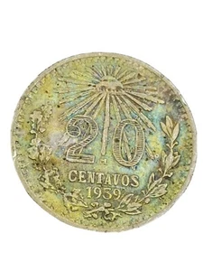 MEXICO 1939 Silver 20 Centavos AU beautiful tone - Picture 1 of 8