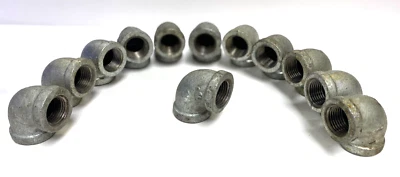 MALLEABLE IRON 90 DEGREE ELBOW PIPE FITTING 1/2" X 1/2" FNPT THREADED LOT OF 12 - Image 1 of 4