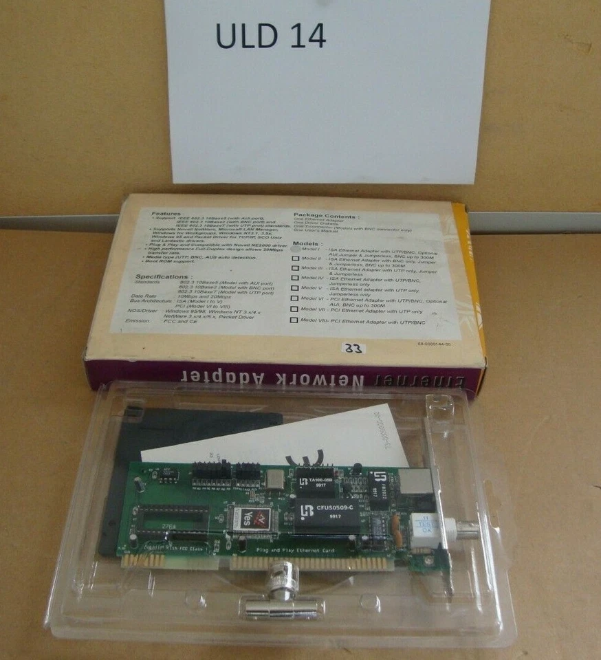 10 Mbps adapter with pci/isa bus  with UTP/BNC optional AUI BNC  up to 300M - Image 1 of 4