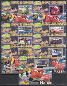 Doc Hudson Disney Cartoons Cars 2007 Benin MNH 9 S/s perf Complete Set Lot - Picture 1 of 4