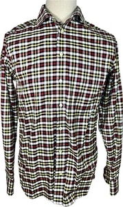 Etro Men's L 39 - Casual Dress Long Sleeve Shirt - Brown Plaid Checkered - Picture 1 of 10