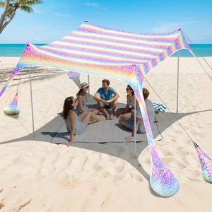 2PM SPORTS Strandzelt Conopy mit UPF50+, Outdoor Large 10x10 FT, Rainbow - Bild 1 von 7