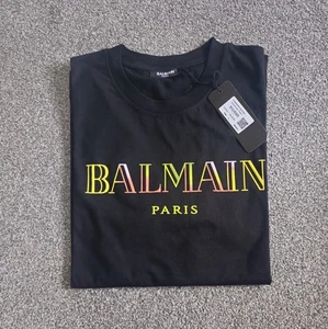 Black Balmain Paris Mens T-shirt Size L New with Tags - Picture 1 of 4