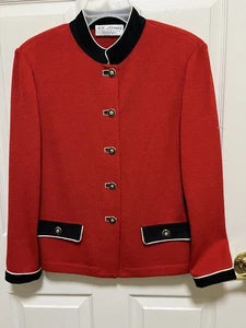 St John Collection roter Santana Strickblazer Damengröße 12 - Bild 1 von 13