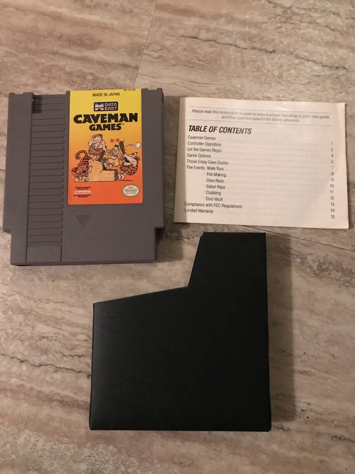 Caveman Games (Nintendo, NES 1990)  with Manual (missing cover) and Sleeve - Image 1 of 1