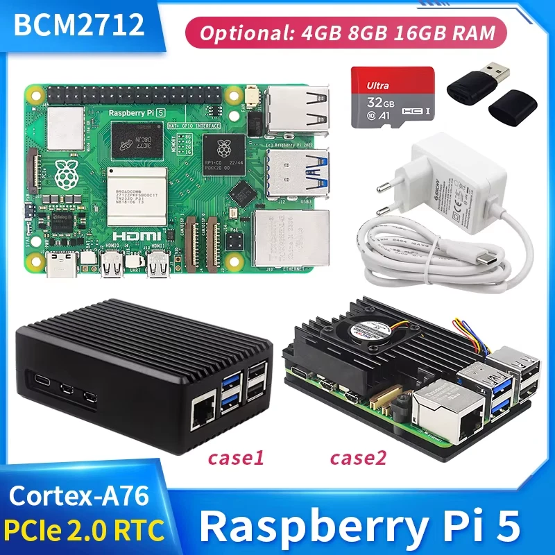 Official Raspberry Pi 5 16GB 8GB 4GB RAM BCM2712 Cortex-A76 2.4GHz LPDDR4X-4267  - Image 1 of 4