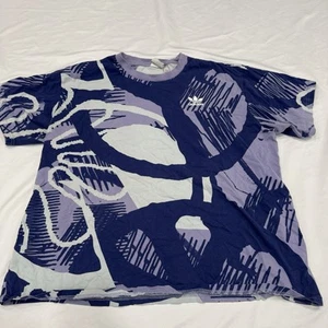 Adidas Shirt Adult 2XL Purple Navy Blue AOP Sports Casual Pullover - Picture 1 of 6