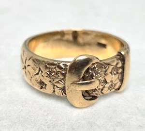 9ct Yellow Gold Ring Belt Buckle Hallmarked Weight 8.6g Ring Size V - Picture 1 of 8