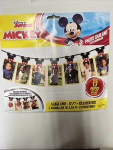 Mickey Mouse First Birthday Photo Garland - 12ft Holds 13 Photos Disney Junior - Picture 1 of 2