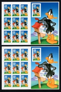 US STAMP SHEET: Scott 3306 - 3307 "Daffy Duck" Perf & Imperf 2x Panes MNH 1999 - Picture 1 of 2