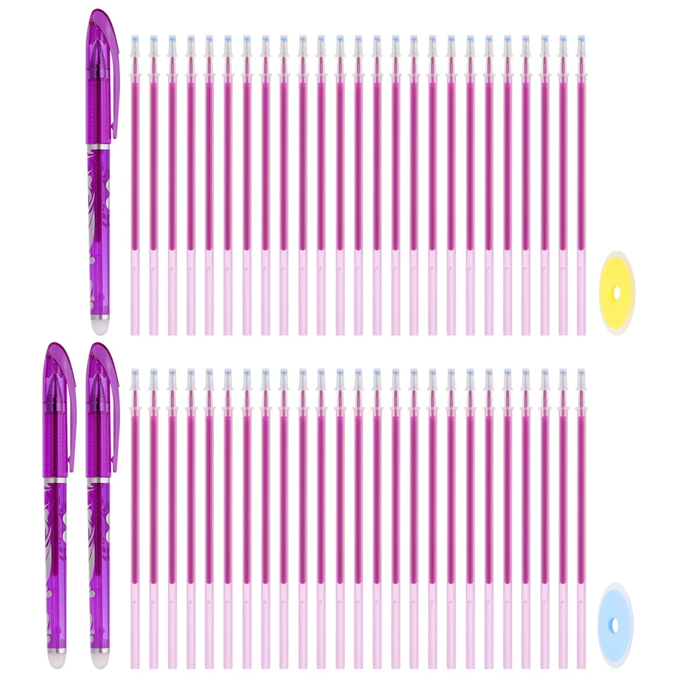 Paquete de 3 bolígrafos de gel borrables de 0,5 mm con 50 recargas y 2 gomas de borrar, púrpura Foto 1 de 4