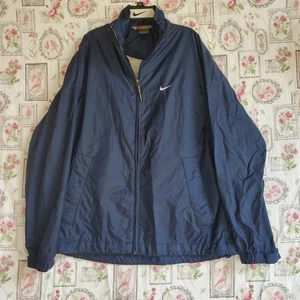 Vintage Blue Nike Windbreaker Size M Grey Swoosh Men’s Activewear - Picture 1 of 7
