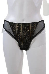 Lise Charmel Womens Lace Mesh Lace Up Detail Thong Panties Black Size 10 - Picture 1 of 5