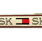 Ruban jacquard brodé SK 1" blanc noir rouge marine 10 yds RB35