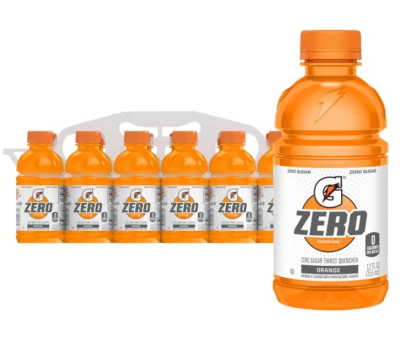 Bebida deportiva Gatorade Zero Sugar, naranja, botellas de 12 oz (paquete de 12) Foto 1 de 4