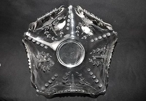 Tazón de vidrio elegante de 13" para consola grande Scare Tiffin con lados plegados y grabados - Imagen 1 de 7