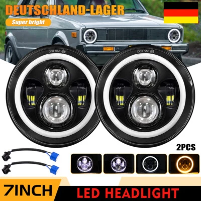 Paar 7 Zoll LED-Projektionsscheinwerfer Abblendlicht Fernlicht DRL E geprüft - Bild 1 von 4