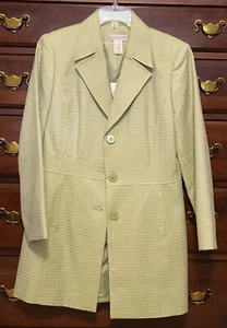 Worthington Green Print long Coat Jacket 6 - Picture 1 of 8