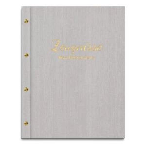 Zeugnismappe personalisiert, Leineneinband grau, Zeugnisprägung, versch. Farben - Picture 1 of 17