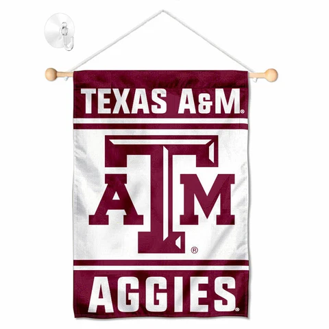 Texas A&M Mini Window Banner Hanging with Suction Cup Cover
