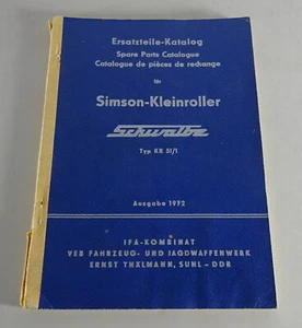 Teilekatalog / Ersatzteilliste Simson Schwalbe KR 51/1 Roller Stand 1972 - Bild 1 von 4