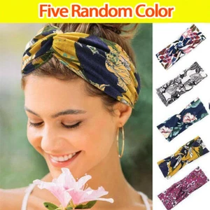 Boho Floral Twist Knot Headband Elastic Wrap Turban Multicolor 5 Hairband Sports - Picture 1 of 11