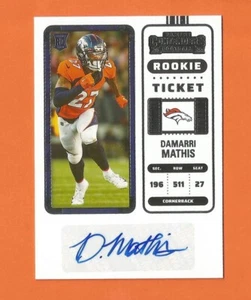 Boleto de novato Contenders 2022 radiocontrol Damarri Mathis automático #206 Denver Broncos - Imagen 1 de 1