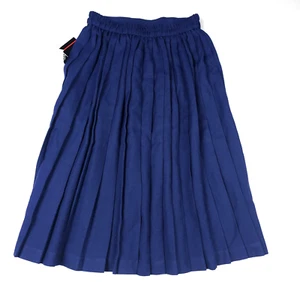 Women's Navy-Blue Pleated Skirt Elastic Waist New W/Tags Size 10 - Picture 1 of 9