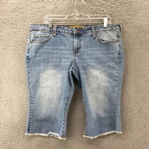 Hint Capri Jeans Womens 13/14 (actual 38x14) Blue Denim Cut Off Mid Rise Zip Fly - Picture 1 of 14