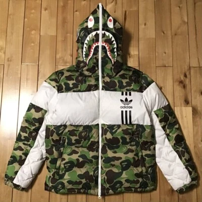 BAPE × Adidas Shark full zip hoodie Puffer Down Jacket A Bathing Ape Size M - Image 1 of 4
