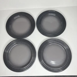 LE CREUSET  Vancouver Flint Gray Grey 8.5” Round Salad Dessert Plates 4 Pc Set - Picture 1 of 12