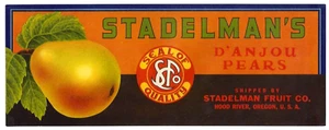 Original scarce STADELMAN lug pear crate label Stadelman Fruit Co. Hood River OR - Picture 1 of 1