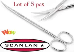 Lot of 5 pcs SCANLAN 7007-60 Jamison Metzenbaum Curved CVD Scissors 7" - Picture 1 of 4