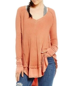 FREE PEOPLE WE. THE. FREE. LAGUNA THERMAL LONG SLEEVE TOP RELAXED FIT MED NWOT - Picture 1 of 12