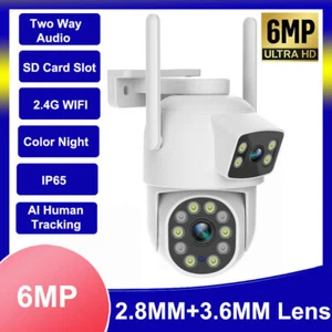 6MP Dual Lens Wireless HD WiFi IP Camera Outdoor CCTV Home Security Color Night - Picture 1 of 12