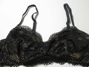 Ambriella Size S Bra Black Wireless Unlined Adjustable Lace Floral Lingerie - Picture 1 of 6
