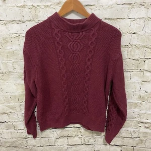 Urban Outfitters Womens Small Maroon Cable Knit Cotton Sweater - Picture 1 of 5