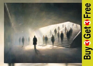 Urban Passage Glow 5"x7" Print on Matte Paper | Atmospheric Underground Scene - Picture 1 of 17