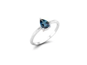 Pear 0.16 Karat 6x4 mm London Blue Topas Ring 925er Silber Symbol Schmuck Neu - Picture 1 of 2
